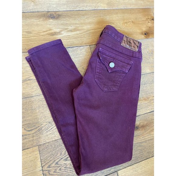 True Religion Serena Maroon Glitter Skinny Jeans - Picture 5 of 12